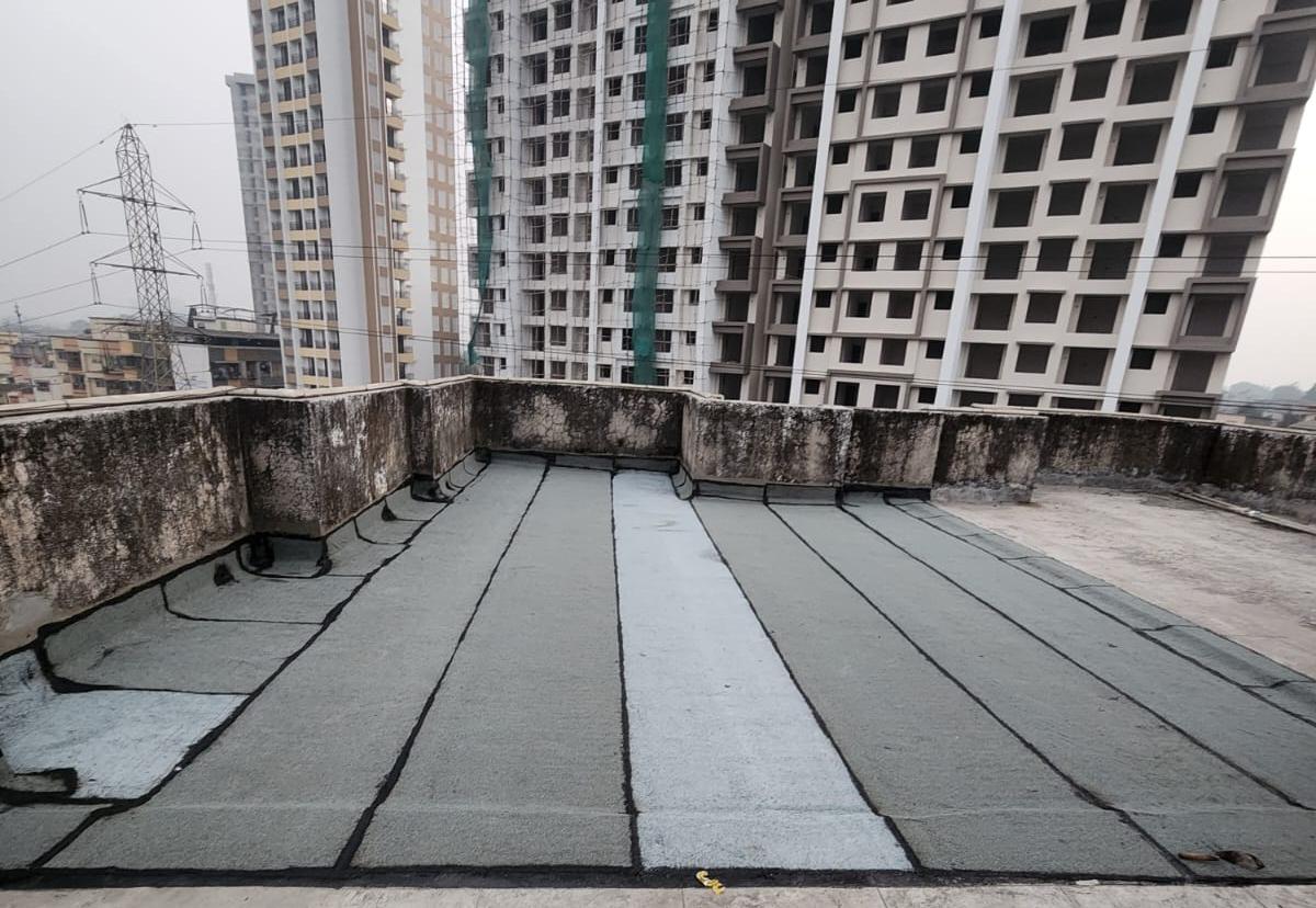 Mineral finish membrane waterproofing project Thane West — Mahadev Waterproofing