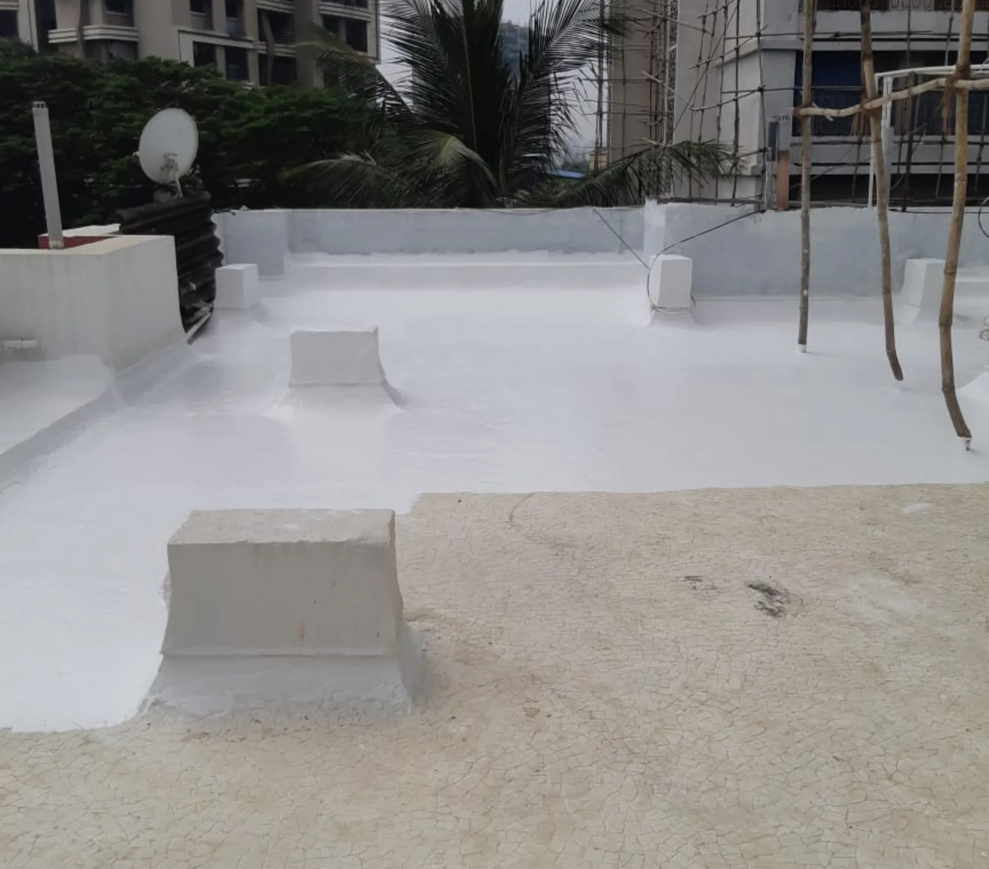 Crystalline waterproofing treatment applied to a concrete slab in Ghatkopar — Mahadev Waterproofing