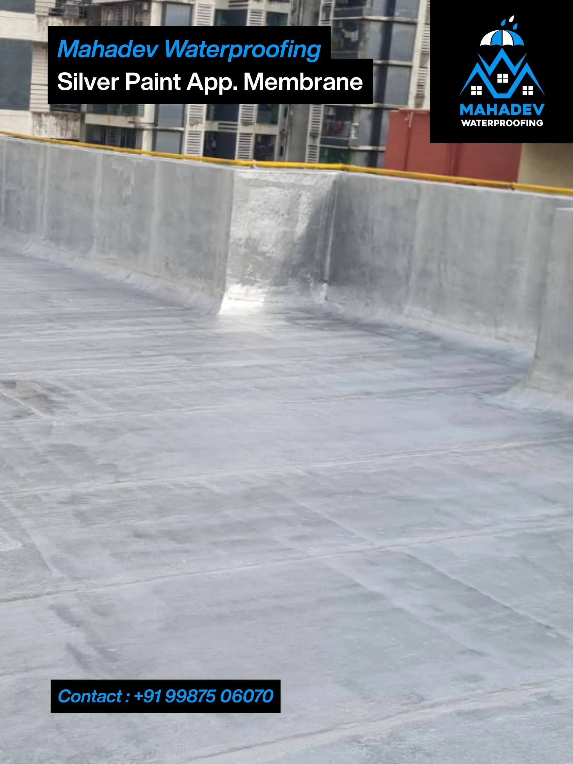 Bituminous membrane application — waterproofing project in Thane & Mumbai by Mahadev Waterproofing