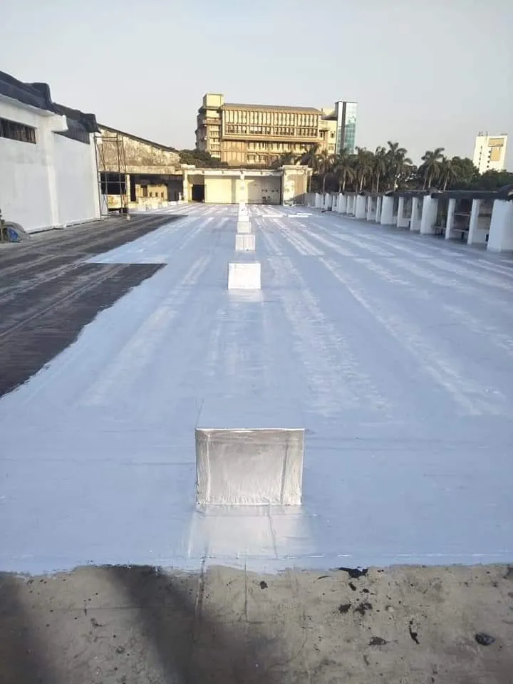 Silver coating over membrane — waterproofing project in Thane & Mumbai by Mahadev Waterproofing