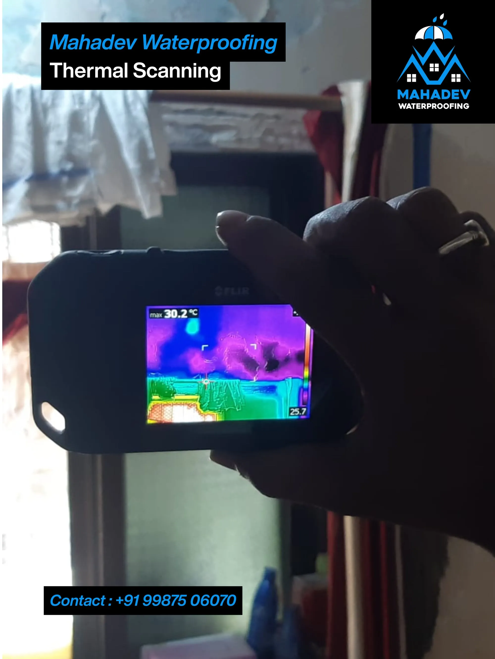 Thermal leak detection scan — waterproofing project in Thane & Mumbai by Mahadev Waterproofing